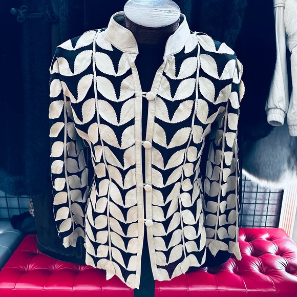 Unique Leather Cut-out Leather Jacket